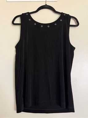 Vintage Chico's Travelers Black Sleeveless Grommet-Trim Women's Top Size 2